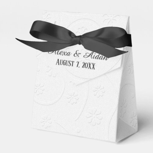 Embossed Wedding White Floral Favor Boxes
