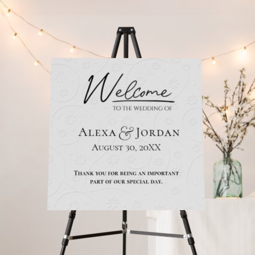 Embossed Wedding White Welcome Foam Board