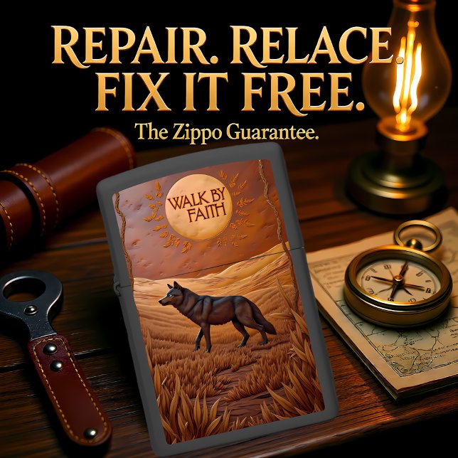 Embossed Wolf Moon Grass Zippo Lighter (Creator Uploaded)