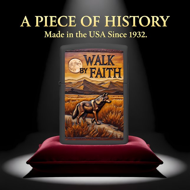 Embossed Wolf Tall Grass Path Zippo Lighter (Creator Uploaded)