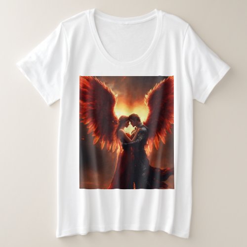 Embrace Across Realms Angel and Demon in Flight Plus Size T_Shirt