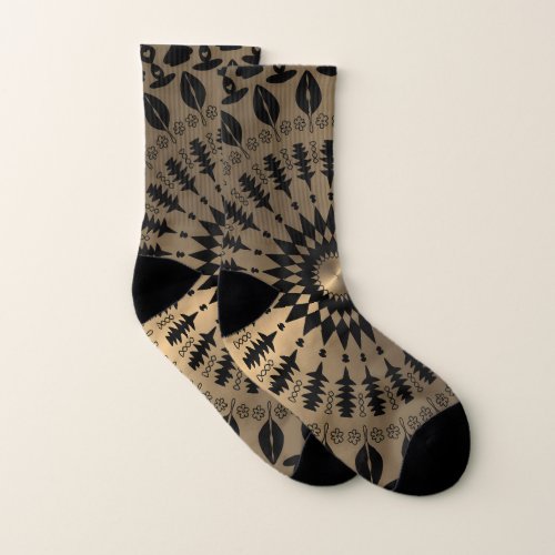 Embrace Allure with Golden Stencil  Socks