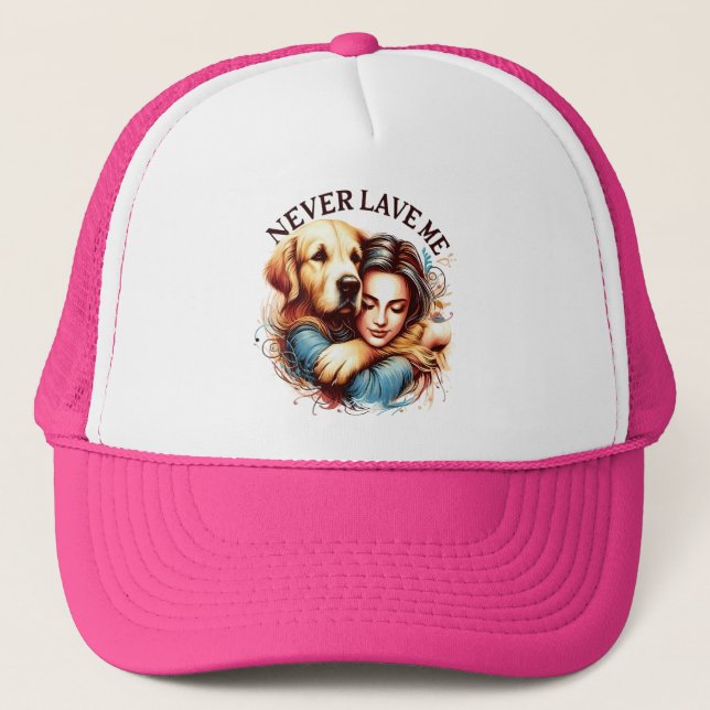 Embrace Between Woman and Dog Trucker Hat (Front)