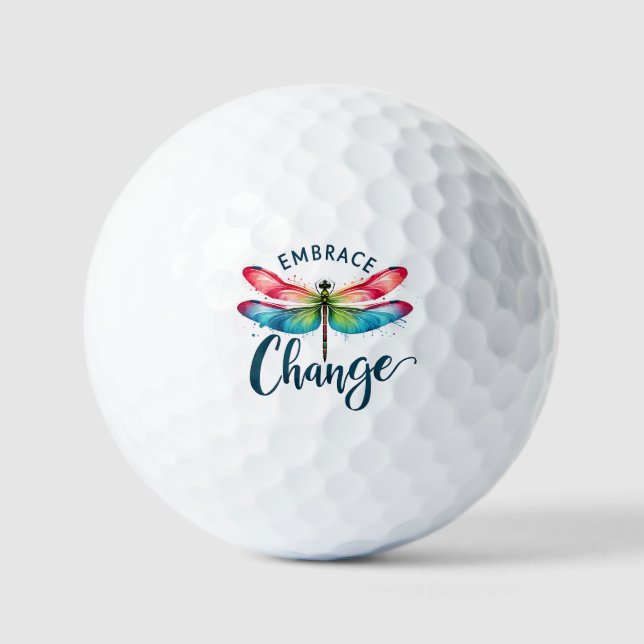 Embrace Change - Artistic Dragonfly Golf Balls (Front)