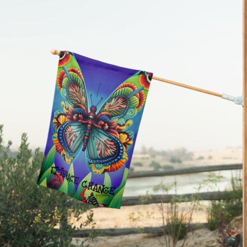 Embrace Change Butterfly Transformation  House Flag
