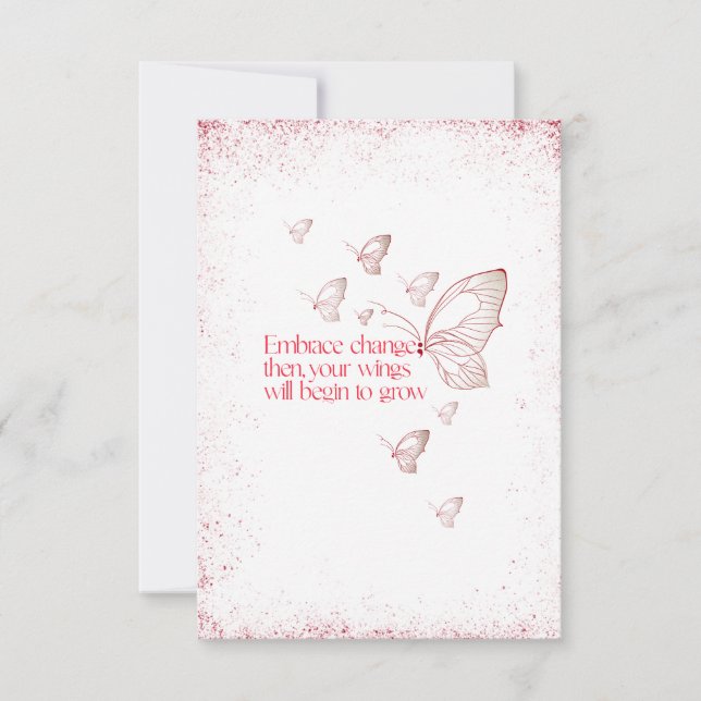 Embrace Change-Inspirational Semicolon Butterfly Note Card (Front)