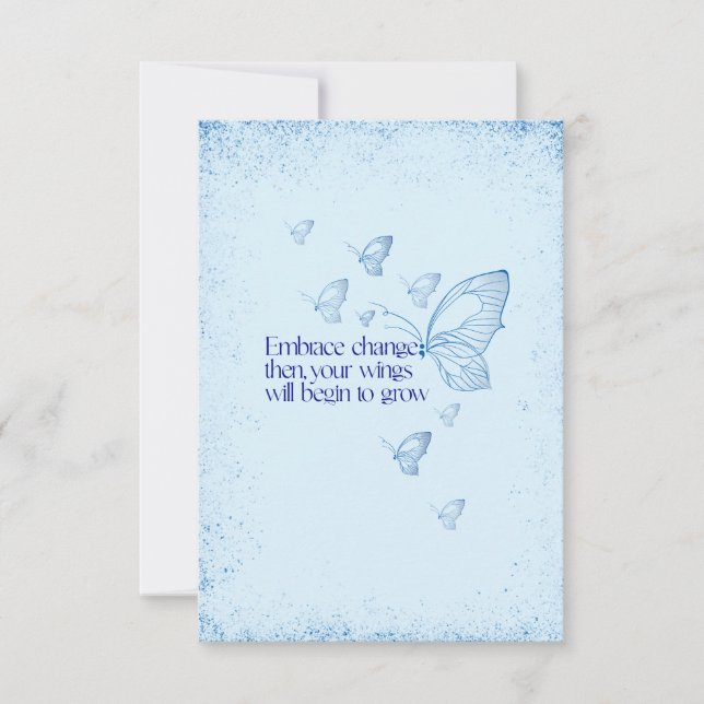 Embrace Change-Inspirational Semicolon Butterfly Note Card (Front)