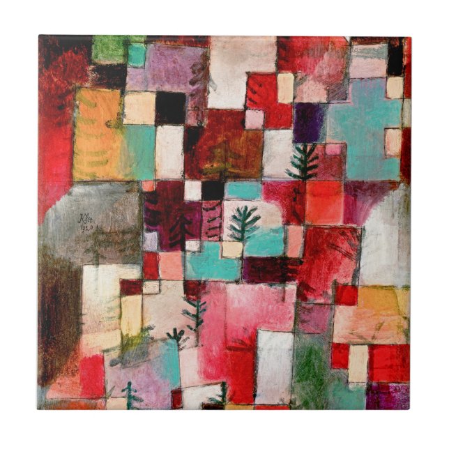 Embrace Colorful Harmony with Klee's Rhythms Ceramic Tile (Front)