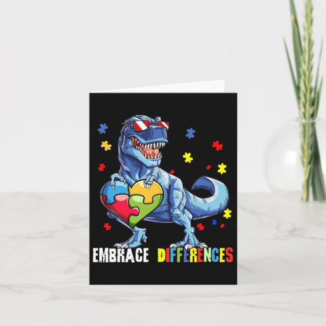 Embrace Differences Asd Spectrum Dinosaur Autism A Card (Front)