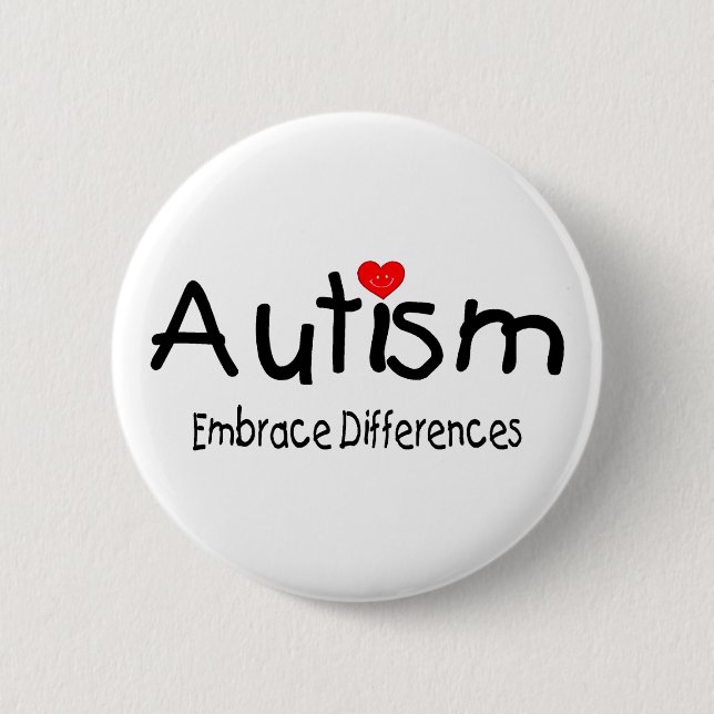 Embrace Differences (Happy Heart) Pinback Button (Front)