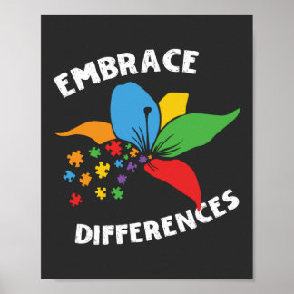 Embrace Differences Neuro Diversity Autism Poster