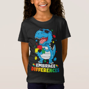 Embrace Differences T Rex Dinosaur Autism Awarenes T-Shirt