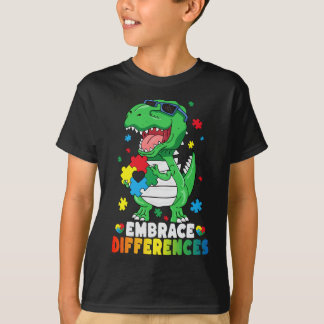 Embrace Differences T Rex Dinosaur Autism Awarenes T-Shirt