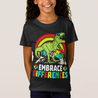 Embrace Differences T Rex Dinosaur Autism Awarenes T-Shirt