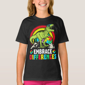 Embrace Differences T Rex Dinosaur Autism Awarenes T-Shirt