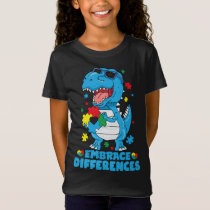 Embrace Differences T Rex Dinosaur Autism Awarenes T-Shirt