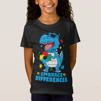 Embrace Differences T Rex Dinosaur Autism Awarenes T-Shirt