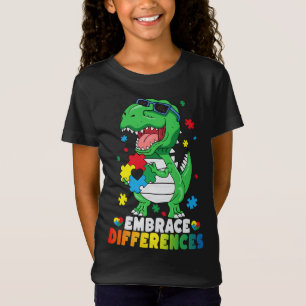 Embrace Differences T Rex Dinosaur Autism Awarenes T-Shirt