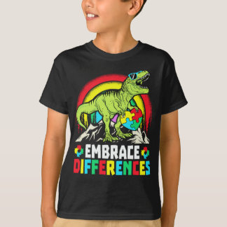 Embrace Differences T Rex Dinosaur Autism Awarenes T-Shirt