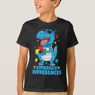 Embrace Differences T Rex Dinosaur Autism Awarenes T-Shirt