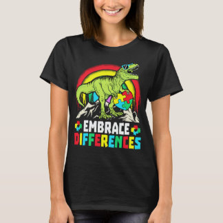 Embrace Differences T Rex Dinosaur Autism Awarenes T-Shirt