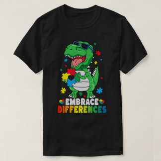 Embrace Differences T Rex Dinosaur Autism Awarenes T-Shirt