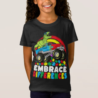 Embrace Differences T Rex Monster Truck Autism  T-Shirt