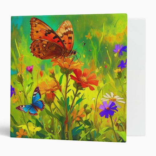 Embrace Diversity _ Butterfly and Wild Flowers 3 Ring Binder