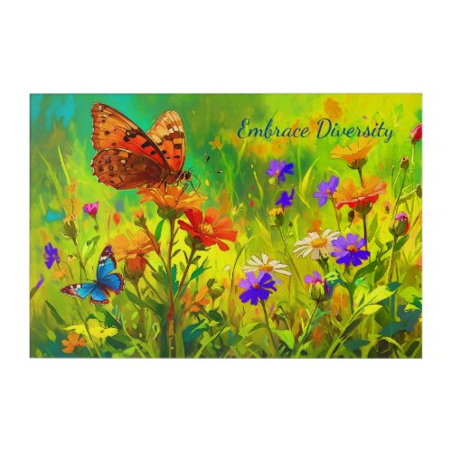 Embrace Diversity _ Butterfly and Wild Flowers Acrylic Print