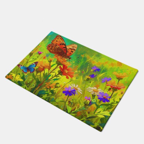 Embrace Diversity _ Butterfly and Wild Flowers Doormat