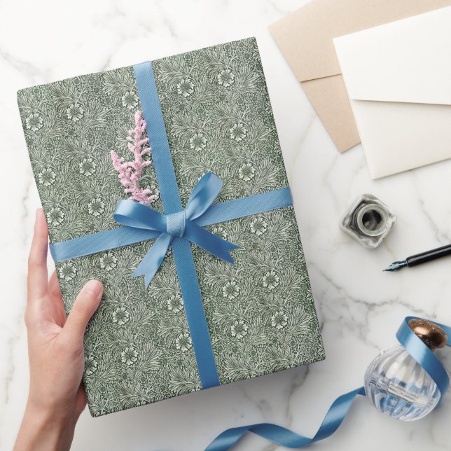 Embrace Elegance with Green Marigold Floral Wrapping Paper (Gifting)