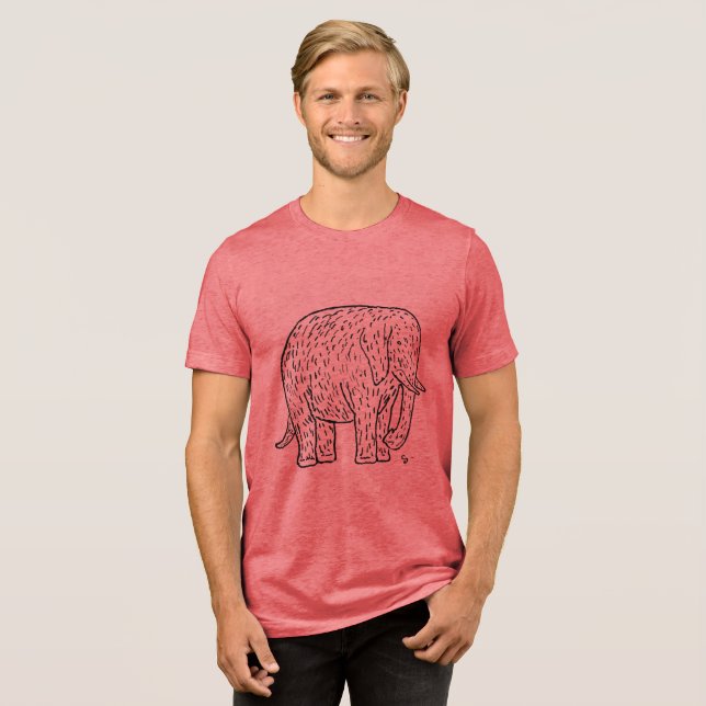 Embrace Elegance with Leo Gestel’s Retro Elephant  Tri-Blend Shirt (Front Full)