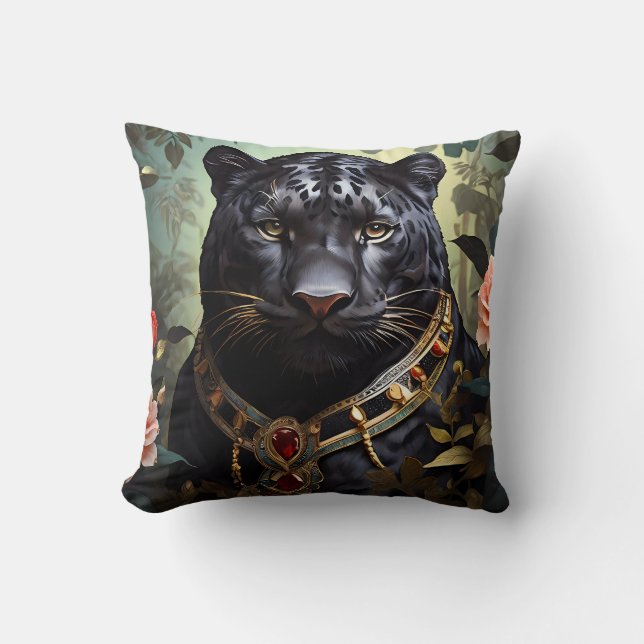 Embrace Elegance with Our Black Panther  Throw Pillow (Front)