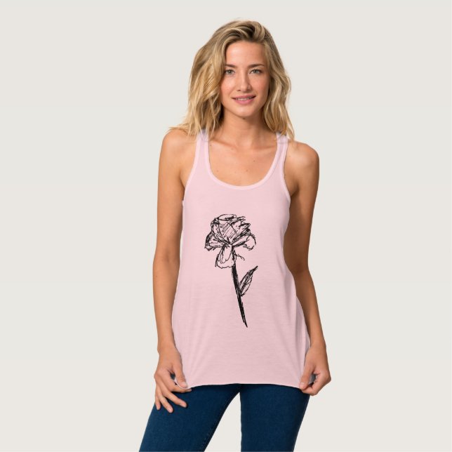 Embrace Elegance with Our Hand-Drawn Rose Sketch Tank Top (Front Full)