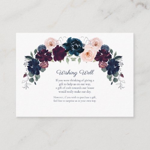 Embrace Floral Wishing Well Wedding  Burgundy Enclosure Card