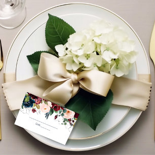 Embrace Florals Wedding Burgundy Navy Blue Place Card