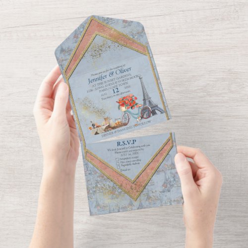 Embrace French country living in Pale Blue All In One Invitation