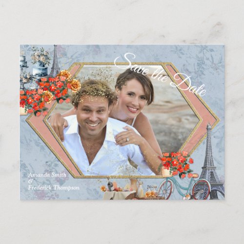 Embrace French country living in Pale Blue Announcement Postcard