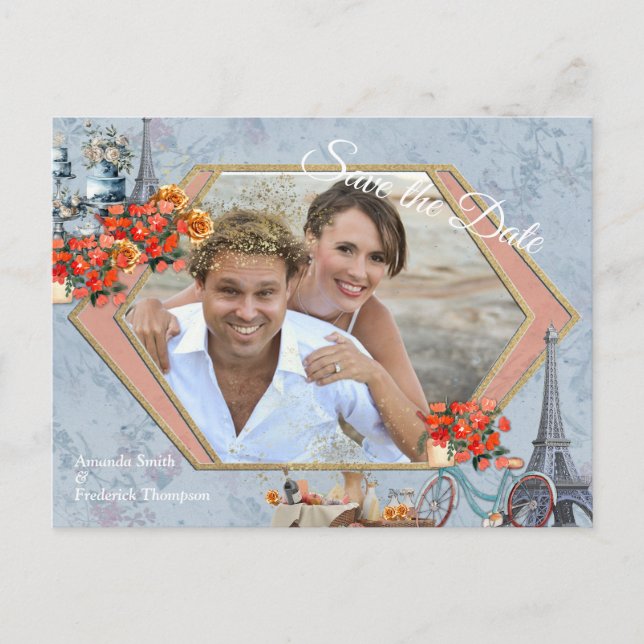 Embrace French country living in Pale Blue Announcement Postcard (Front)