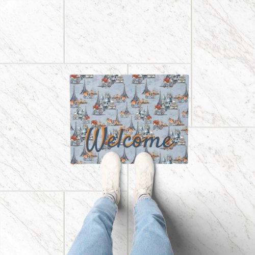 Embrace French country living in Refined Pale Blue Doormat