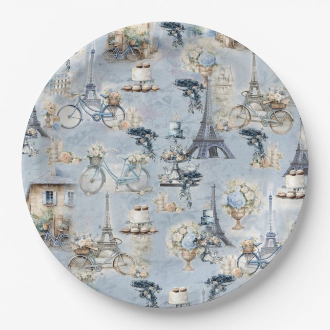 Embrace French country living in Refined Pale Blue Paper Plates (Front)