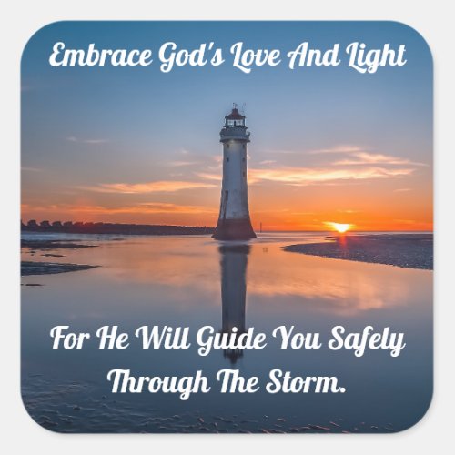 Embrace God Lighthouse Square Sticker