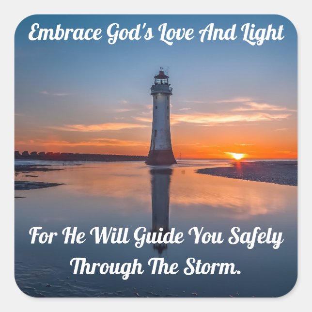 Embrace God Lighthouse Square Sticker (Front)