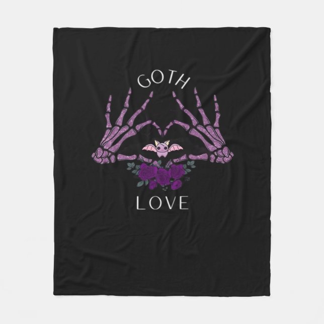 Embrace Goth Skeleton Heart Artistic Style Fleece Blanket (Front)