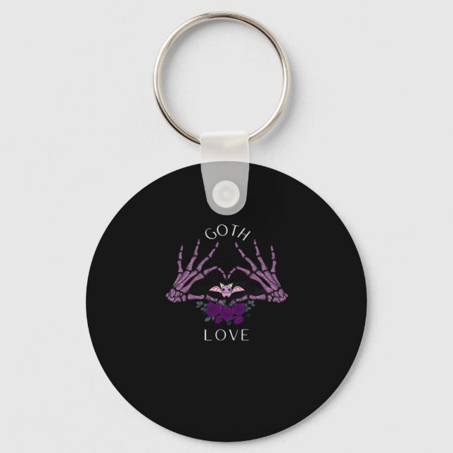 Embrace Goth Skeleton Heart Artistic Style Keychain (Front)
