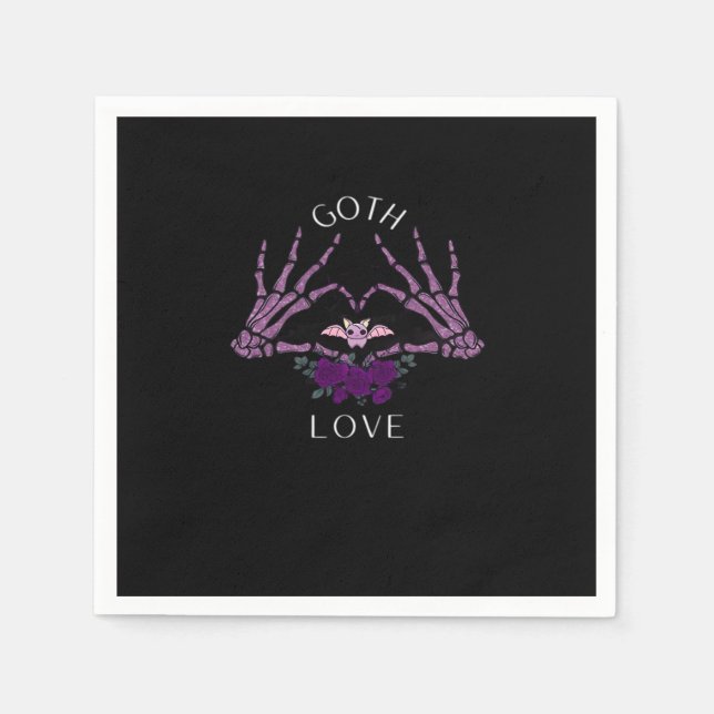 Embrace Goth Skeleton Heart Artistic Style Napkins (Front)