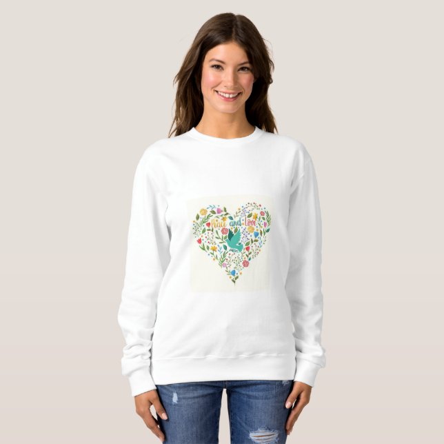 Embrace Harmony: Piece and Love T-Shirt Sweatshirt (Front Full)