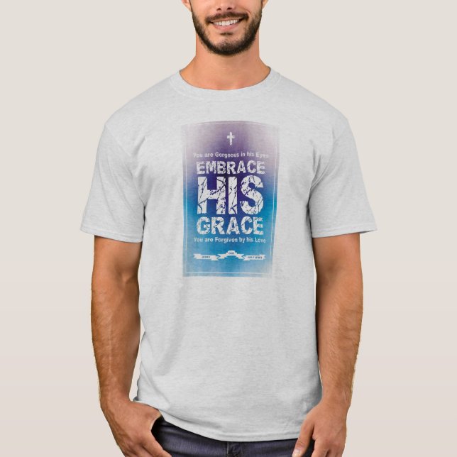 'Embrace HIS Grace' Men's T-Shirt - Gray (Front)
