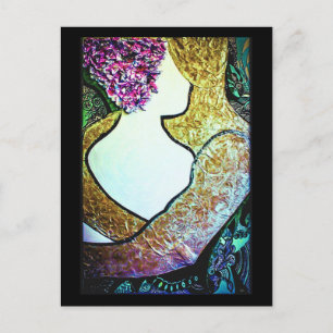 Embrace Interracial couple hugging artwork Postcard