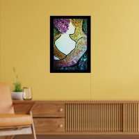 Embrace Interracial couple hugging artwork
